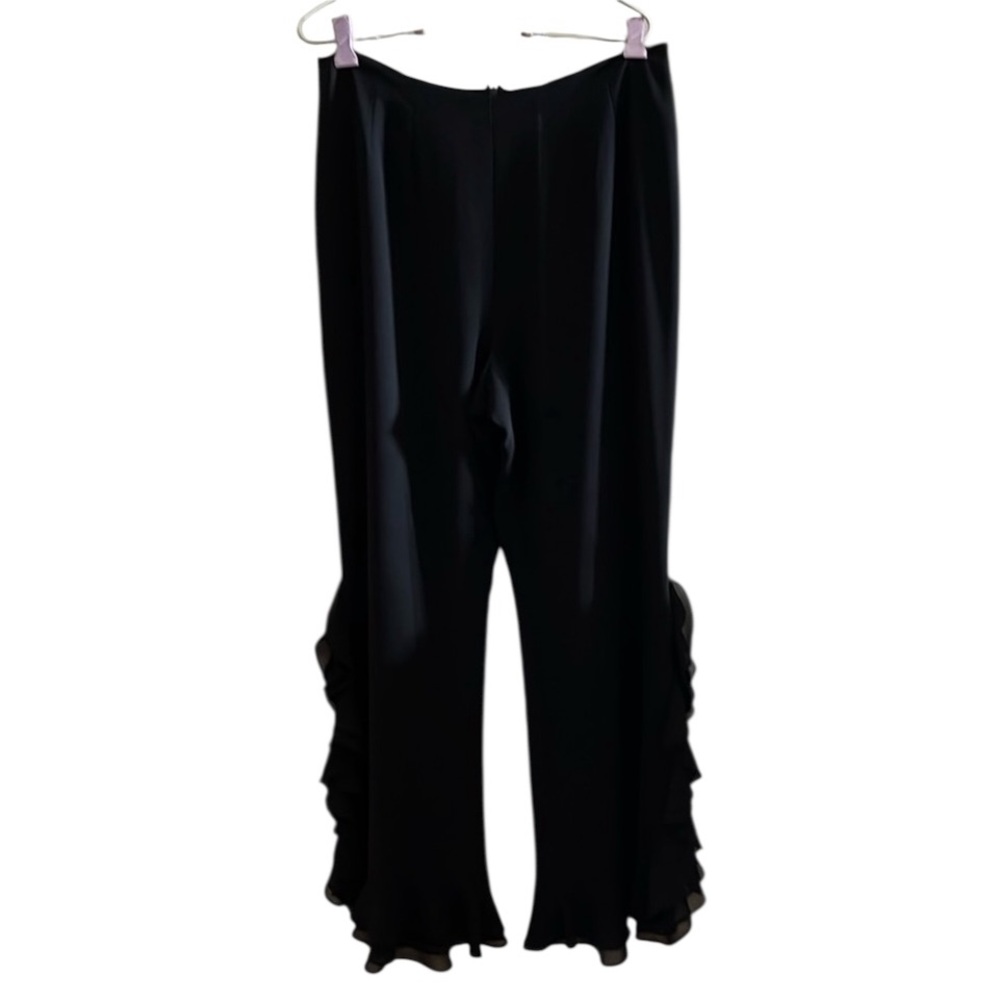 J.R. NITES by CALIENDO size 12 black formal pants ruffled slit hem cropped